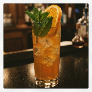 An image of the #3 Cup cocktail submitted by Toby that contains Cognac, Ginger Beer, Sweet Vermouth, Curaçao Triple Sec, Cherry Brandy, Lemon, Mint, Mint, Cucumber and Orange