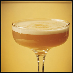 An Instagram of the Amaretto Bitter cocktail submitted by Toby that contains Lemon, Amaretto, Smith & Cross, Aperol, Rich Simple Syrup (2:1) and Egg