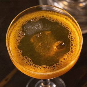 An image of the Incognito cocktail submitted by Toby that contains Cognac, Quinquina, Apricot Brandy and Peychauds Bitters