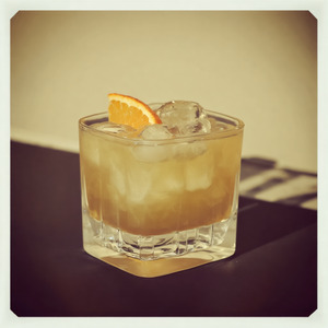 An image of the Long Snake Moan cocktail submitted by Toby that contains Reposado Tequila, Averna, Arrack, Agave Syrup, Angostura Bitters, Xocolatl Mole Bitters and Orange