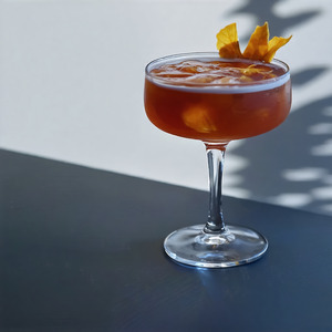 An image of the Maple Old Fashioned cocktail submitted by Toby that contains Canadian Whiskey, Maple Simple Syrup, Aromatic Bitters and Lemon