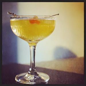 An image of the Pick-Me-Up cocktail submitted by Toby that contains Cognac, Dry Vermouth and Absinthe