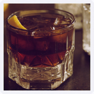 An image of the Western Front cocktail submitted by Toby that contains Genever, Ramazzotti, Aperol, Maple Syrup, Peychauds Bitters, Angostura Bitters and Lemon