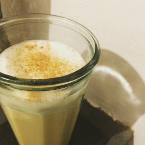 An Instagram of Apricot Flip cocktail