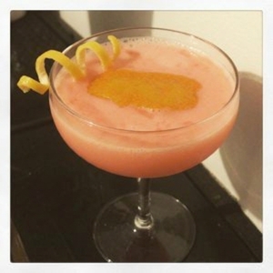 An image of the Archangel cocktail submitted by Toby that contains London Dry Gin, Aperol, Cucumber and Lemon