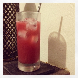 An image of the Bahía Breeze cocktail submitted by Toby that contains Reposado Tequila, Pineapple Juice, Cranberry Juice and Lime