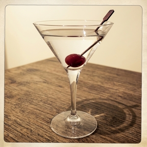 An image of the Cabaret Cocktail cocktail submitted by Toby that contains London Dry Gin, Aromatic Bitters, Dry Vermouth, Benedictine DOM and Cocktail Cherry