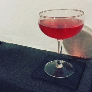 An image of the Charleston Cocktail cocktail submitted by Toby that contains American Gin, Kirschwasser, Dry Vermouth, Punt e Mes, Curaçao Triple Sec and Maraschino Liqueur