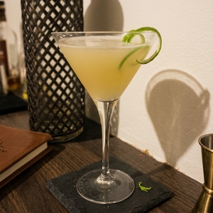 An image of the Condiment Cocktail cocktail submitted by Toby that contains Reposado Tequila, Benedictine DOM, Palo Cortado Sherry, Lime, Celery Bitters, Mustard and Lime