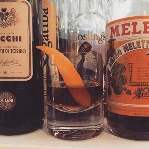 An image of the Damp Hands of Melancholy cocktail submitted by Toby that contains Sweet Vermouth, Amaro Montenegro, Dry Red Wine, The Bitter Truth Jerry Thomas' Own Decanter Bitter and Orange