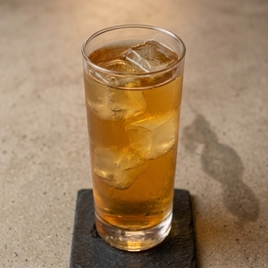 An image of the Death by Misadventure cocktail submitted by Toby that contains Vanilla Vodka, Amaro Meletti, Lemon, Whiskey Barrel Aged Bitters, Peychauds Bitters and Amber Ale