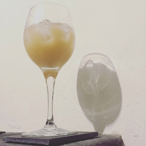 An image of the Eau de Lavende cocktail submitted by Toby that contains Nordés Galician Gin, Lemon, Very Rich Simple Syrup (3:1), Egg, Lemon and Cucumis Lavender Lemonade