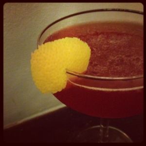 An image of the Eclipse Cocktail cocktail submitted by n0tquitethere that contains Anejo Tequila, Aperol, Cherry Brandy, Lemon, Mezcal and Lemon