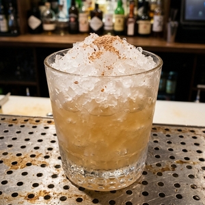 An image of the Eggnog cocktail submitted by Toby that contains Cognac, Gold Rum, Milk, Egg, Simple Syrup and Nutmeg