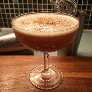 An image of the Fernet Alexander cocktail submitted by Toby that contains Fernet Branca, Crème de Cacao Blanc, Cream and Nutmeg