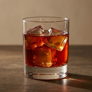 An image of the French Derby cocktail submitted by Toby that contains London Dry Gin, Pear Brandy, Whiskey Barrel Aged Bitters and Mint