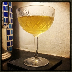 An image of the Grand Slam cocktail submitted by Toby that contains Dry Vermouth, Sweet Vermouth and Swedish Flaggpunsch