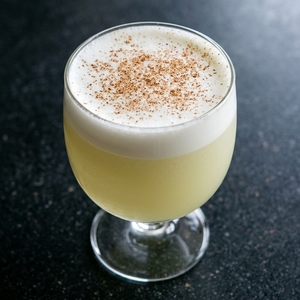 An image of the Ice Cream Flip cocktail submitted by Toby that contains Maraschino Liqueur, Curaçao Triple Sec, Egg, Vanilla Ice Cream and Nutmeg