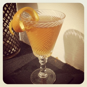 An image of the In 2 Deep cocktail submitted by Toby that contains Reposado Tequila, Ginger Liqueur, Punt e Mes, Fernet Branca, Orange Bitters and Orange