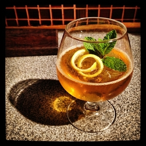 An image of the Indian Summer Sour cocktail submitted by Toby that contains Cognac, Apple Brandy, Benedictine DOM and Lemon