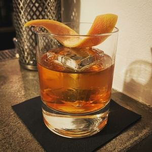 An image of the Josephine's Bath cocktail submitted by Toby that contains Agricole Rhum, Dry Vermouth, Gran Classico Bitter and Grapefruit