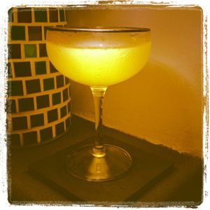 An image of the Loneliest Monk cocktail submitted by n0tquitethere that contains Apple Brandy, Yellow Chartreuse, Benedictine DOM, Lemon and Absinthe