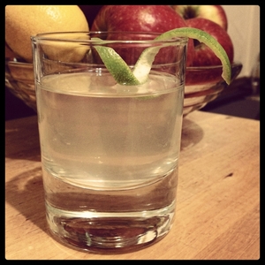An image of the Man With No Name cocktail submitted by Toby that contains Blanco Tequila, Agave Syrup, Peychauds Bitters, Xocolatl Mole Bitters, Green Chartreuse and Lime