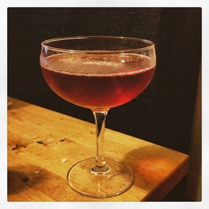 An image of the Montgomery Smith cocktail submitted by Toby that contains Cognac, Benedictine DOM, Fernet Branca and Lemon