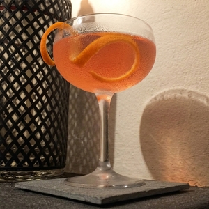 An image of the New Stone Wall cocktail submitted by Toby that contains Apple Brandy, White Rum, Amaro Montenegro, Lime and Cinnamon Syrup