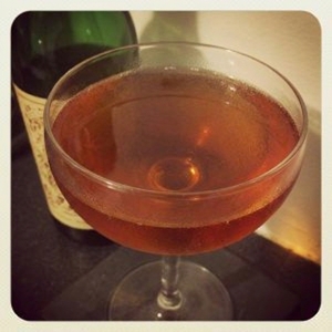 An image of the Newark cocktail submitted by Toby that contains Apple Brandy, Sweet Vermouth, Fernet Branca and Maraschino Liqueur