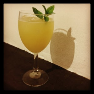 An image of the Nude Eel cocktail submitted by Toby that contains London Dry Gin, Cognac, Dubonnet Rouge and Green Chartreuse