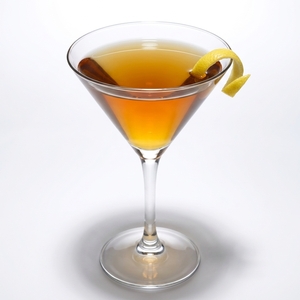An image of the Sandringham Special cocktail submitted by Toby that contains Orange Bitters, Bourbon, Rye Whiskey, Grand Marnier, Plain Vodka, Apricot Brandy and Lemon