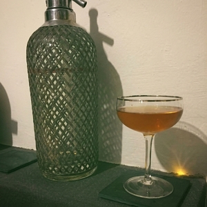An image of the Second Wife cocktail submitted by Toby that contains Irish Whiskey, Sweet Vermouth and Suze