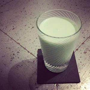 An image of the Shamrock Shake cocktail submitted by Toby that contains Plain Vodka, Crème de Menthe and Vanilla Ice Cream