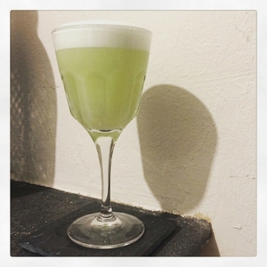 An image of the Silver Lining cocktail submitted by Toby that contains Rye Whiskey, Licor 43, Lemon, Simple Syrup, Egg and Soda Water