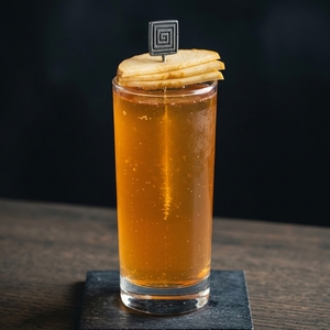 An image of the Sling of Aphrodite cocktail submitted by Toby that contains Agricole Rhum, Pear Brandy, Apple Juice, Lemon, Cinnamon Syrup and Apple