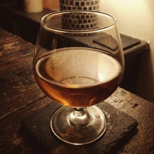 An image of the Smoke, Vine and Seed cocktail submitted by Toby that contains Tawny Port, Apple Brandy, Peach Bitters and Single Malt Scotch