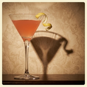 An image of the Statesman cocktail submitted by Toby that contains London Dry Gin, Pear Brandy, Green Chartreuse, Orange Bitters and Lemon