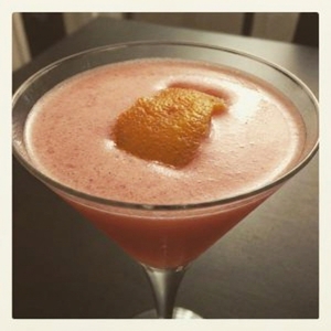 An image of the The Dark Knight cocktail submitted by Toby that contains London Dry Gin, Balsamic Cherry Vermouth, Turin Bitters, Aperol and Orange
